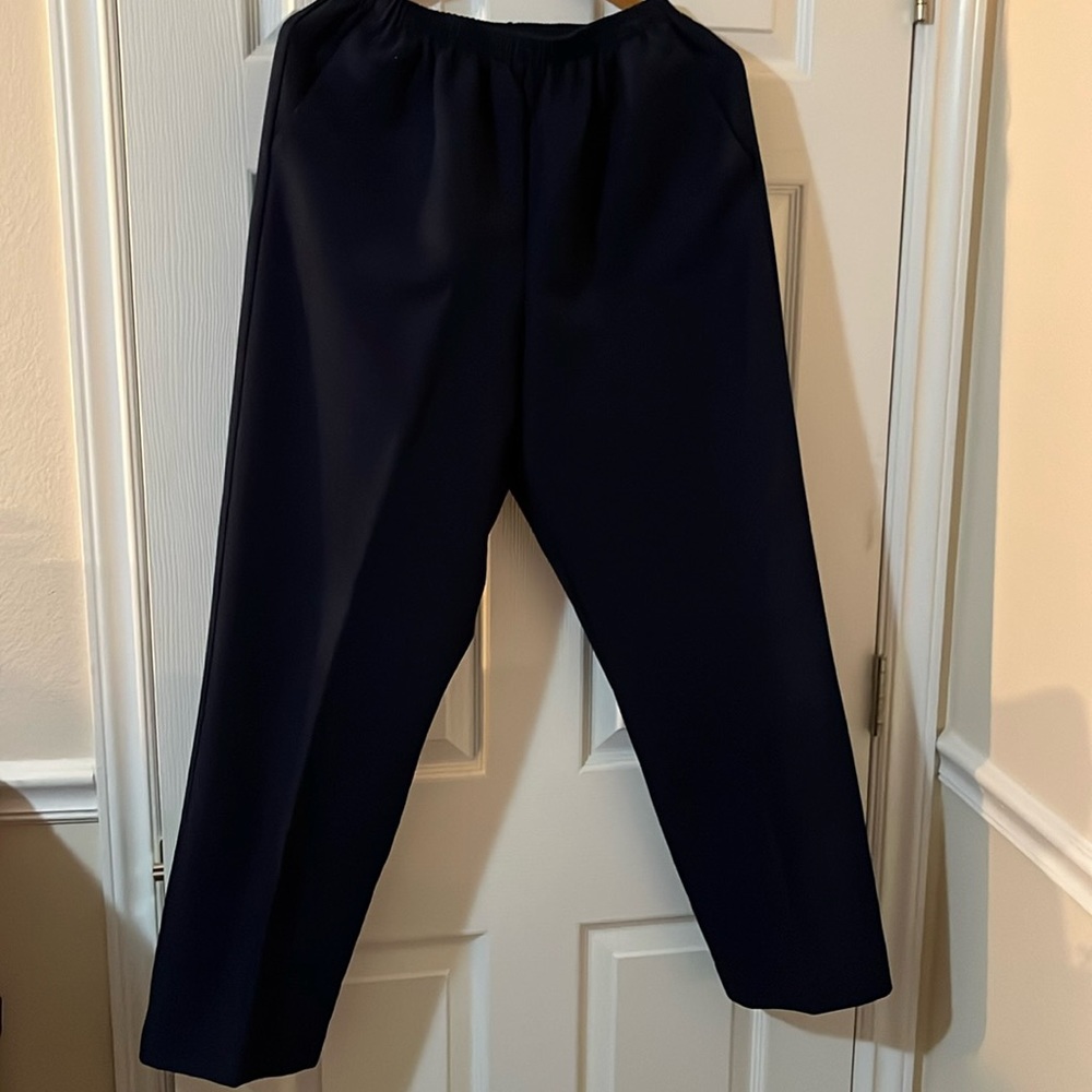 Alfred Dunner Straight Pull On Dress Pants/Slacks Size 12 Navy Blue
